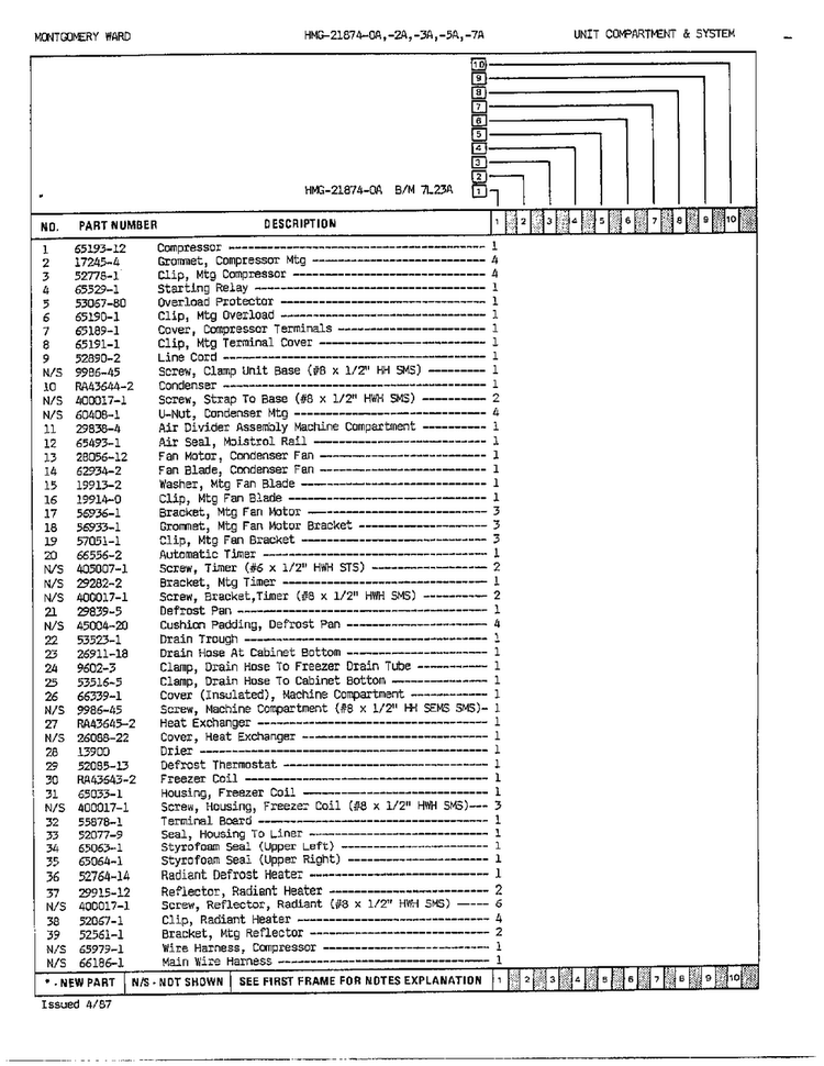 Unit Compartment And System Page 2 Diagram and Parts List for 21874A  Admiral Refrigerator