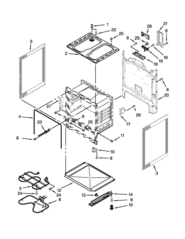 Chassis Parts Diagram and Parts List for 4KMER7600AW0  Maytag Range