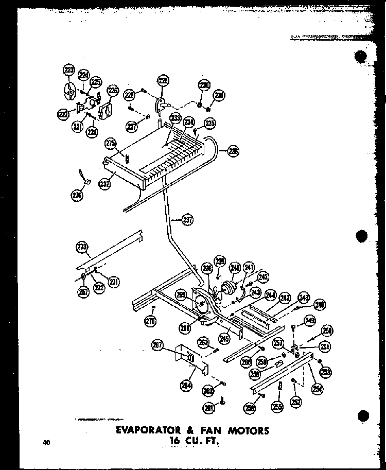 Evaporator & Fan Motors 16 Cu. Ft. Diagram and Parts List for T16J-P60236-9W  Amana Refrigerator
