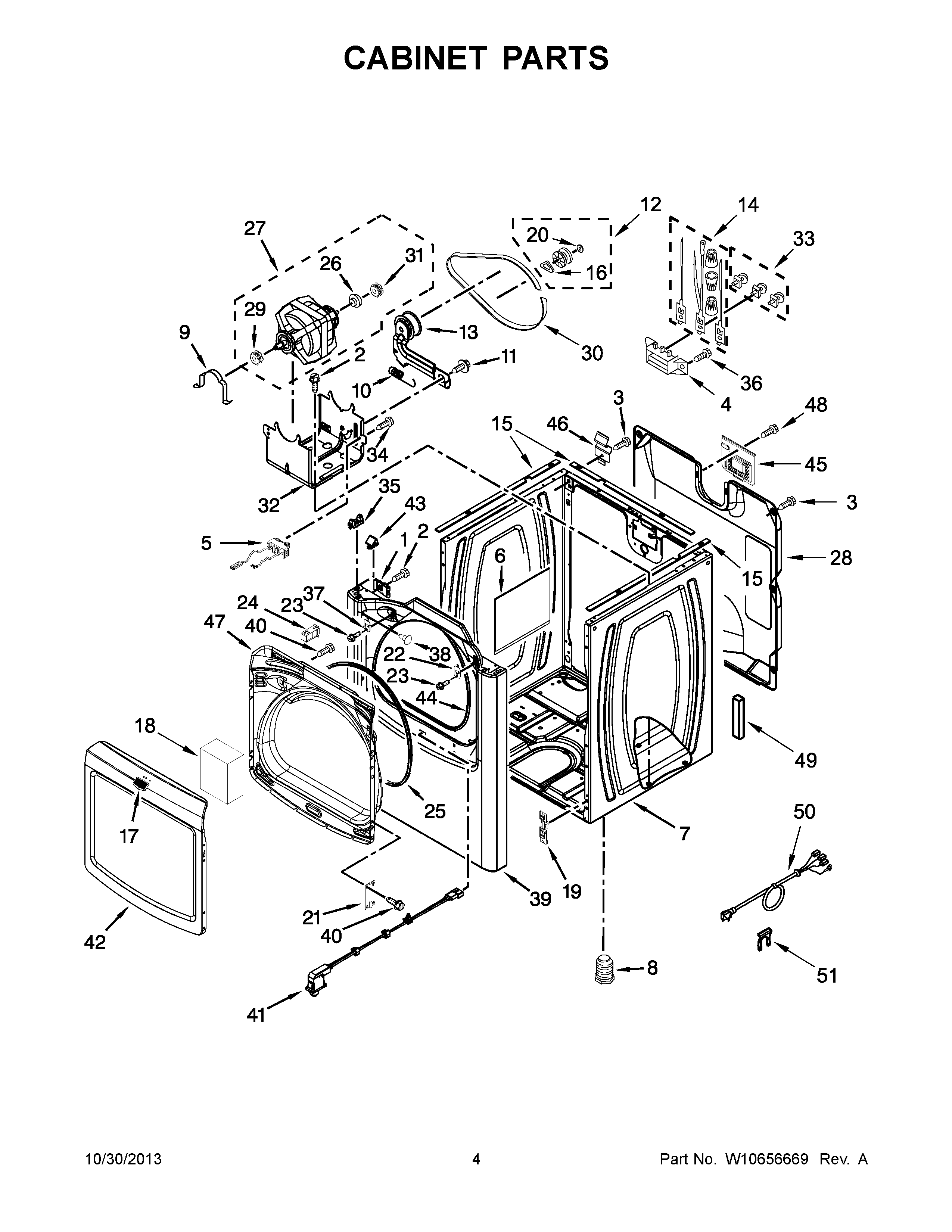 03 - CABINET PARTS Diagram and Parts List for YMEDB725CG0  Maytag Dryer