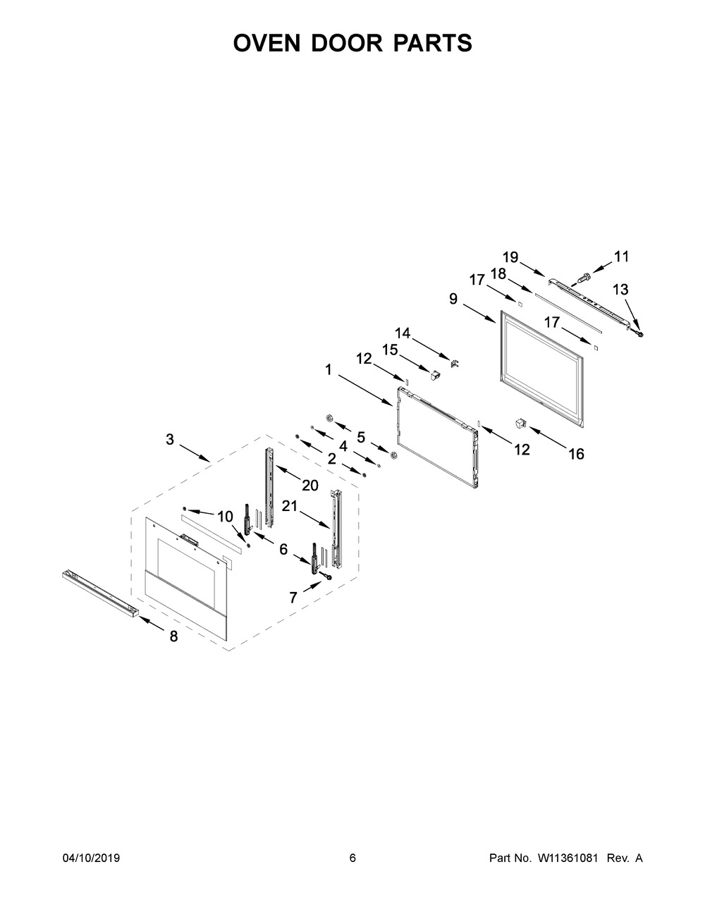 Oven Door Parts Diagram and Parts List for JMW2430IM01  Maytag Microwave Oven Combo