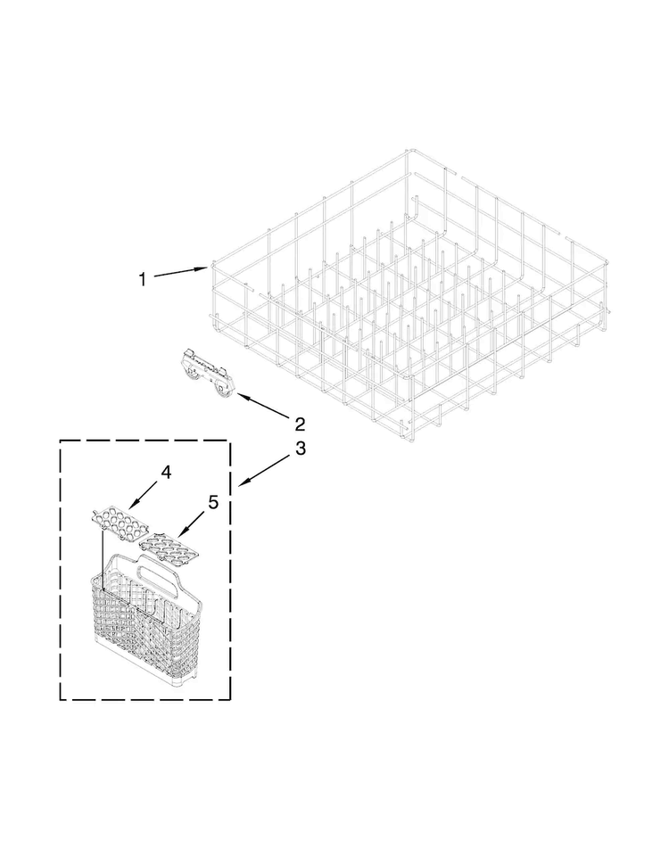 Lower Rack Parts Diagram and Parts List for ADB1400PYB5  Amana Dishwasher
