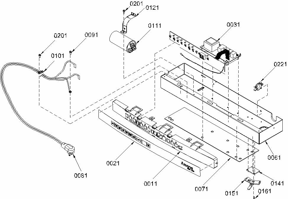 Control Assembly Diagram and Parts List for 10M52TB-P1230808R  Amana Air Conditioner