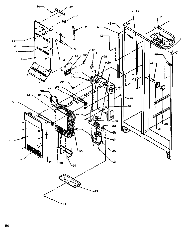 Evaporator & Air Handling Diagram and Parts List for SRD520SW-P1186301WW  Amana Refrigerator