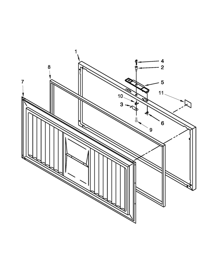 Door Parts Diagram and Parts List for AQC1513TEW04  Amana Freezer