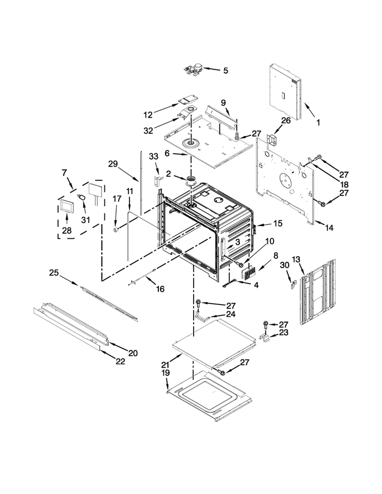 Oven Parts Diagram and Parts List for JJW2427DS00  Jenn-Air Wall Oven