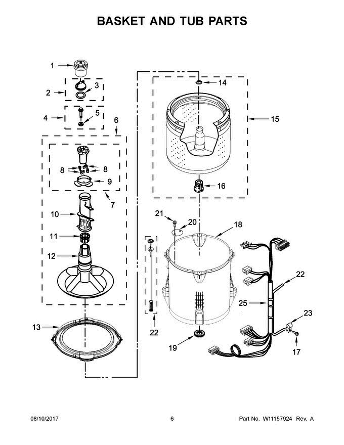 04 - Basket And Tub Parts Diagram and Parts List for 7MMVWC200DW2  Maytag Washer