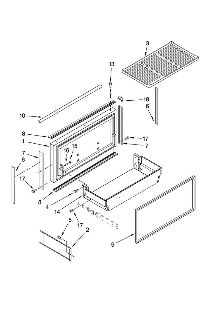 Freezer Door And Basket Parts Diagram and Parts List for JB36CXFXLB00  Jenn-Air Refrigerator
