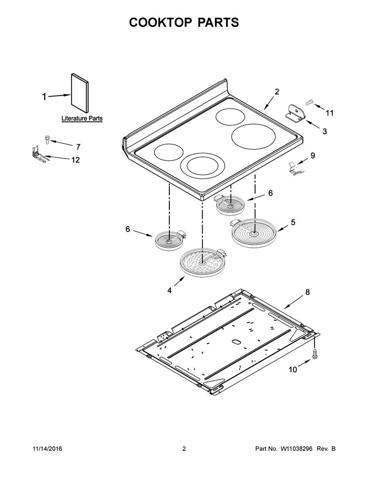 Cooktop Parts Diagram and Parts List for MER8650FZ0  Maytag Range