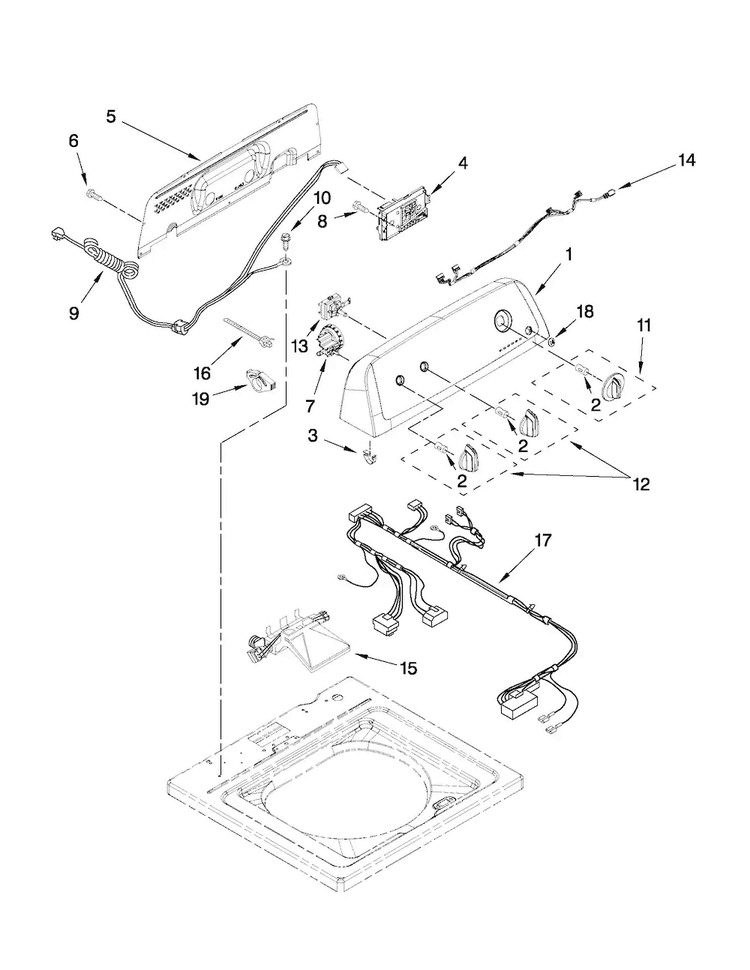 Controls And Water Inlet Parts Diagram and Parts List for NTW4650YQ0  Amana Washer