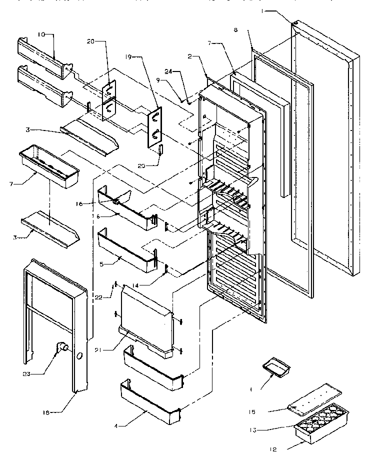 Refrigerator Door Diagram and Parts List for SRD20S4W-P1190801WW  Amana Refrigerator