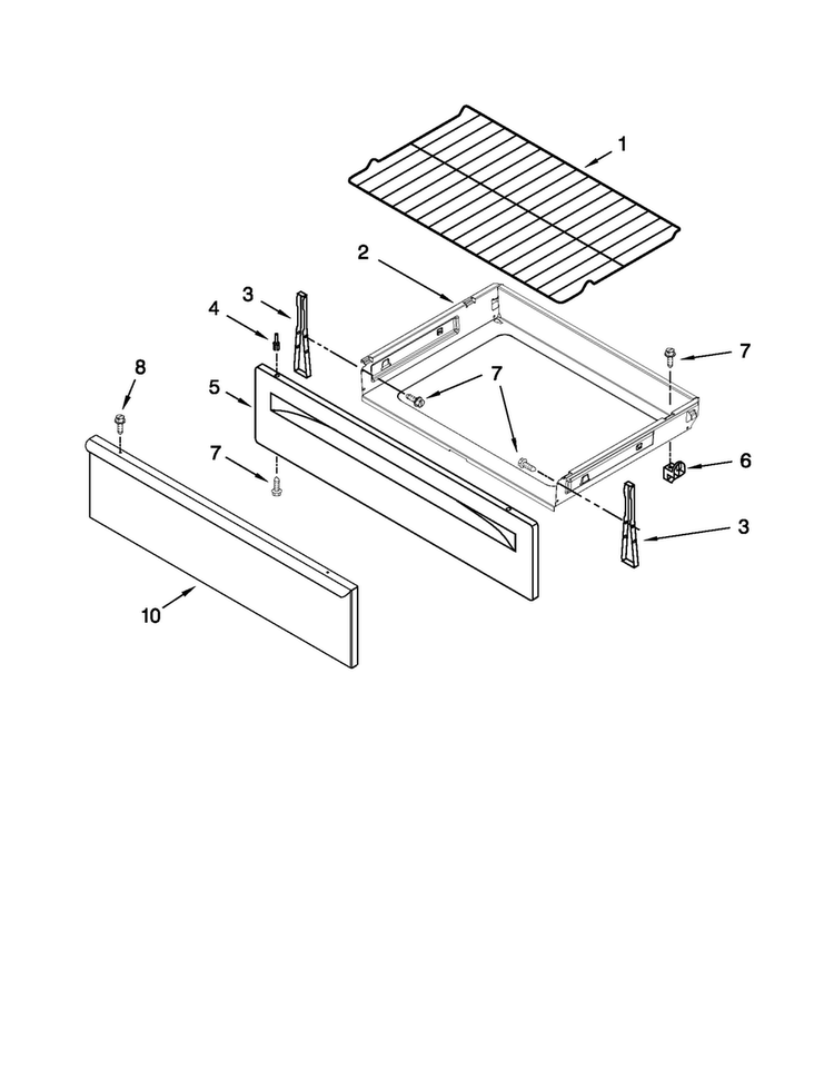 Drawer & Broiler Parts Diagram and Parts List for AER5823XCW1  Amana Range