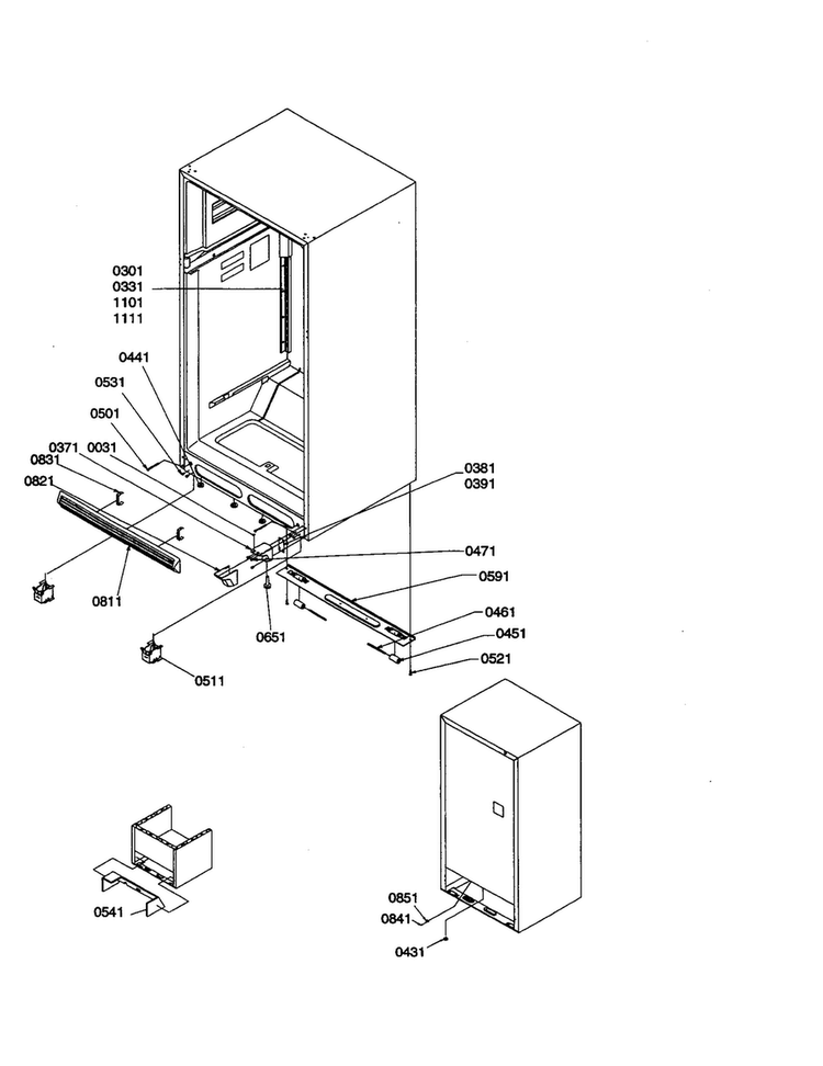 Ladders And Lower Cabinet Diagram and Parts List for TR25V2E-P1316102WE  Amana Refrigerator