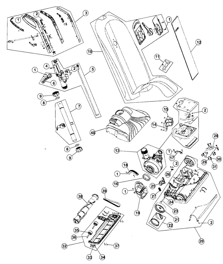 Upright Vacuum Diagram and Parts List for UH30010COM  Hoover Upright Vacuum