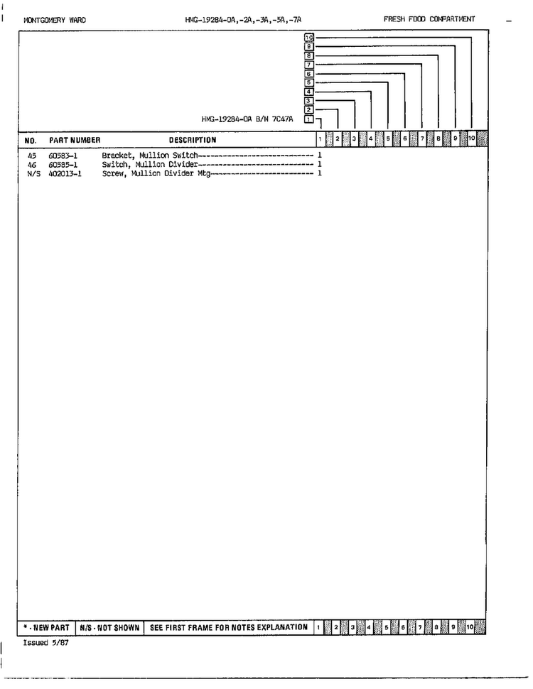 Fresh Food Compartment Page 3 Diagram and Parts List for 19284A  Admiral Refrigerator