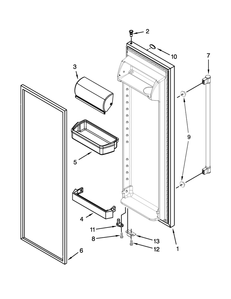 Refrigerator Door Parts Diagram and Parts List for MSF21D4MDE02  Maytag Refrigerator