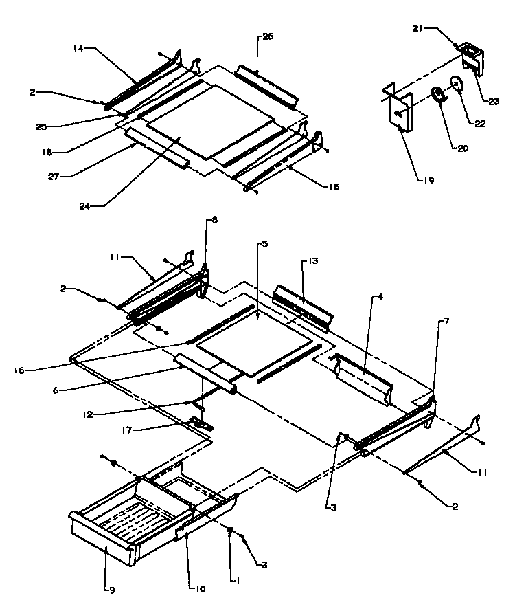 Cabinet Shelving Diagram and Parts List for TS18R2G-P1181803WG  Amana Refrigerator