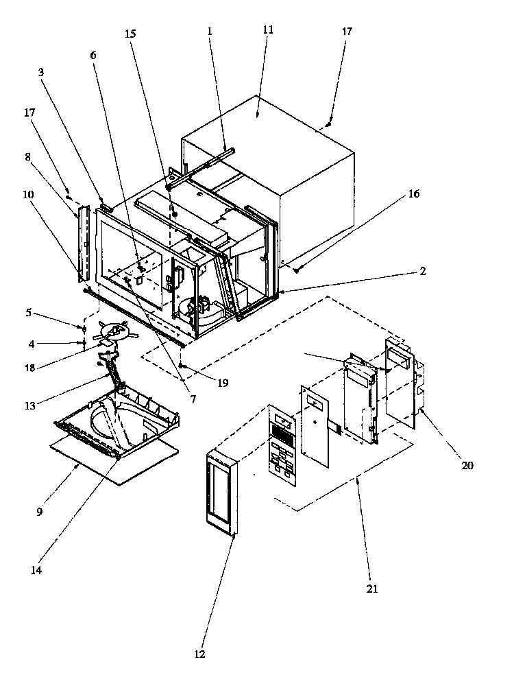 Chassis Assy & Control Panel Diagram and Parts List for AOR27DE-P1132341NE  Amana Microwave
