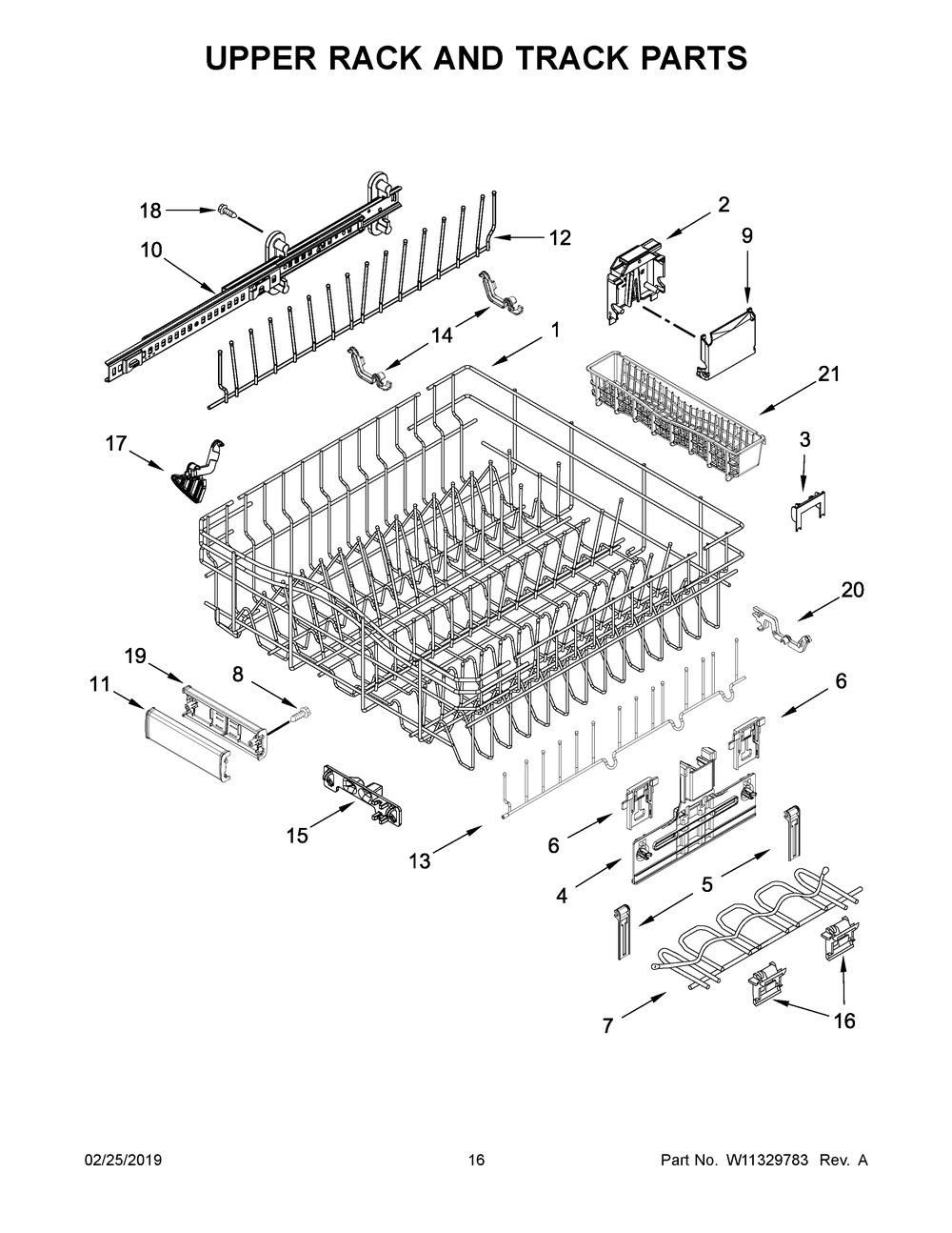 Upper Rack And Track Parts Diagram and Parts List for JDTSS246GM0  Maytag Dishwasher