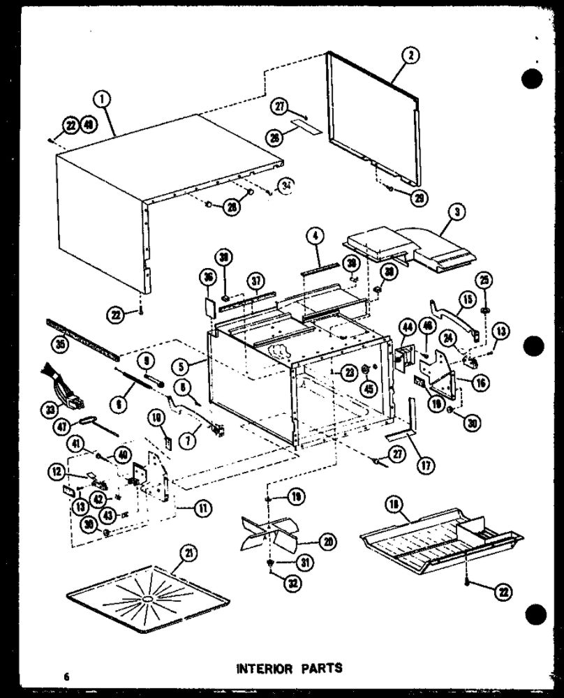 Interior Parts 1 Diagram and Parts List for RR-8 P72910-1M Amana Microwave