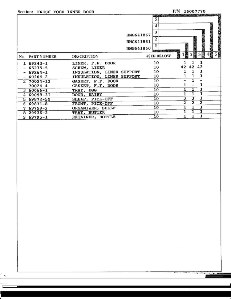 Fresh Food Inner Door Page 2 Diagram and Parts List for 641861  Admiral Refrigerator