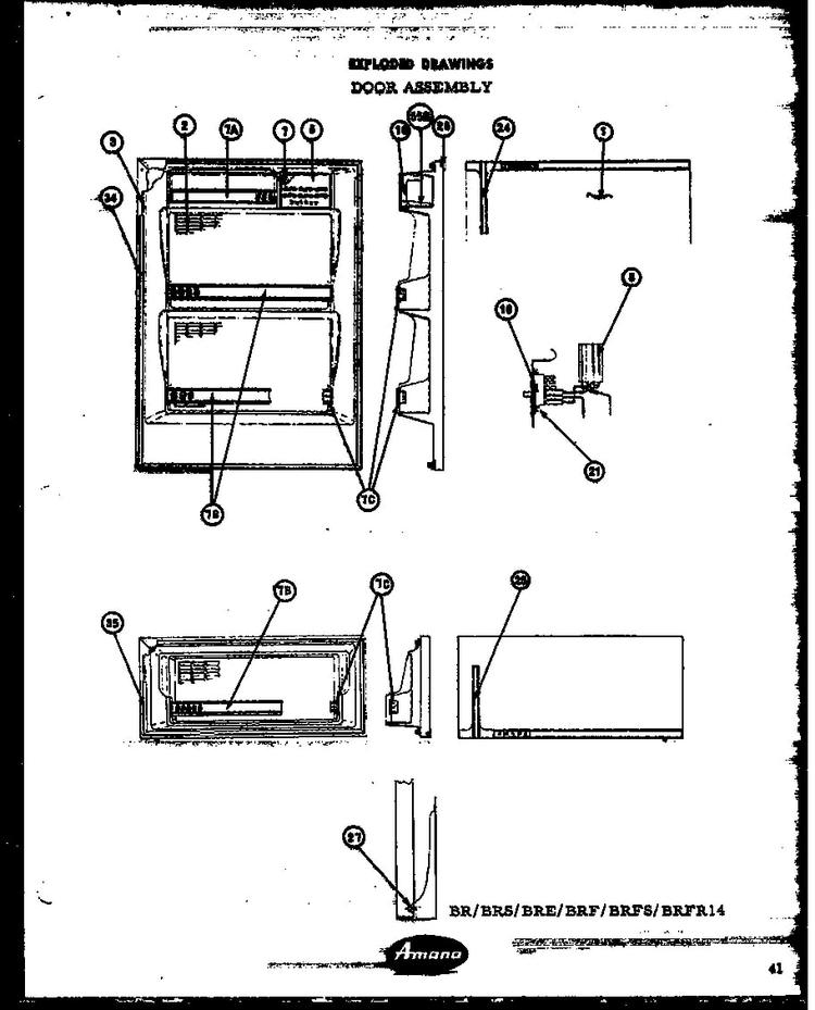 Fresh Food/freezer-door Inner Panel Diagram and Parts List for BRS15L  Amana Refrigerator
