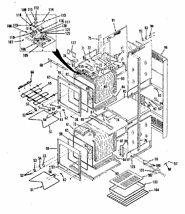 Body (double Ovens) 850.4278390, 850.4298390 Diagram and Parts List for 8504238390  Kenmore Range