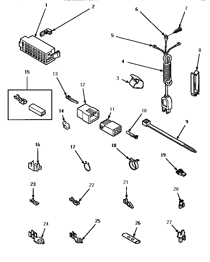 Power Cord & Terminals Diagram and Parts List for LWM423L-P1176404WL  Amana Washer