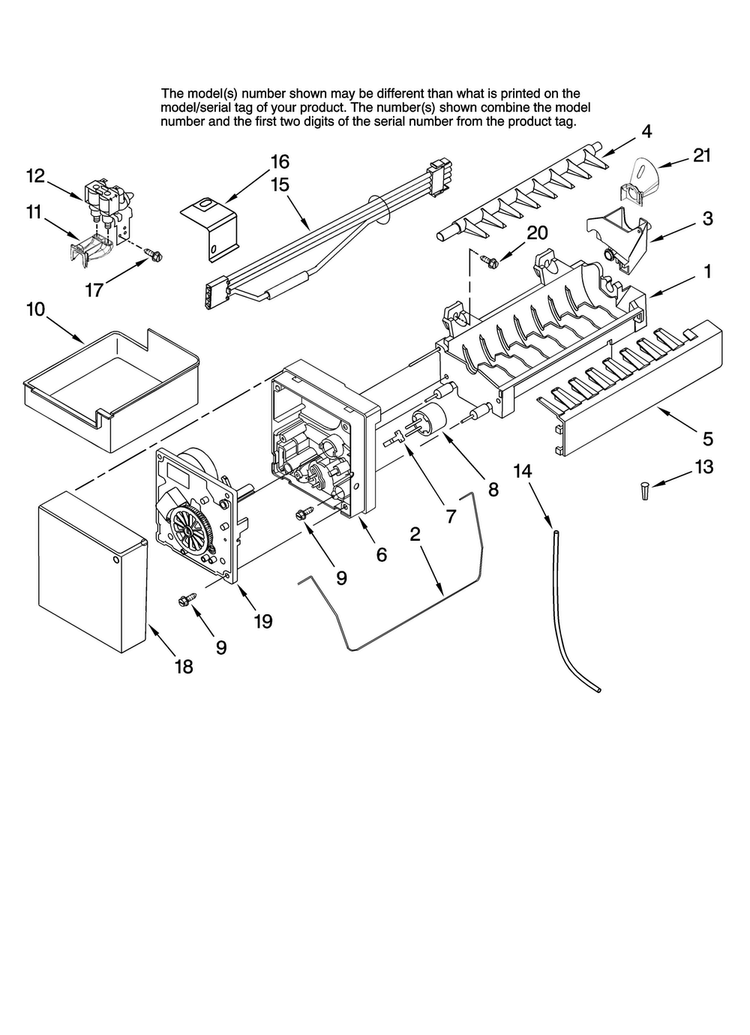 Icemaker Parts, Optional Parts Diagram and Parts List for ABL1927VES10  Amana Refrigerator