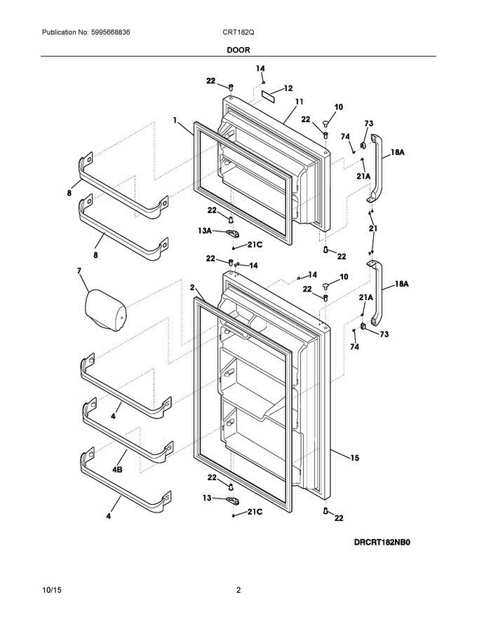 02 - Door Diagram and Parts List for CRT182QB2  Crosley Refrigerator