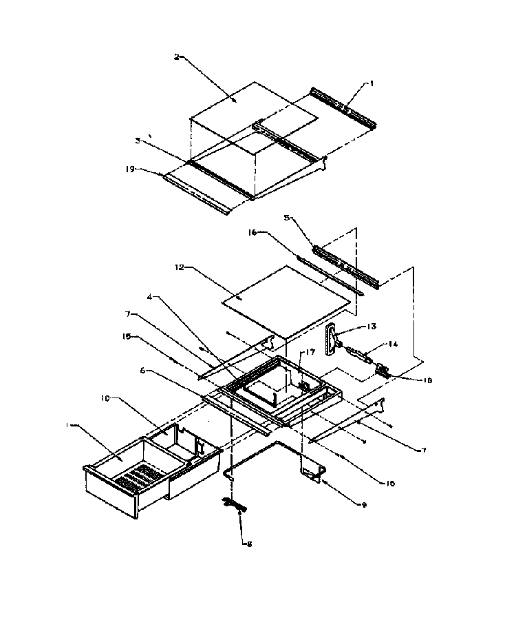 Ref Shelving And Drawers Diagram and Parts List for 2599CIWEA-P1170601WL  Amana Refrigerator