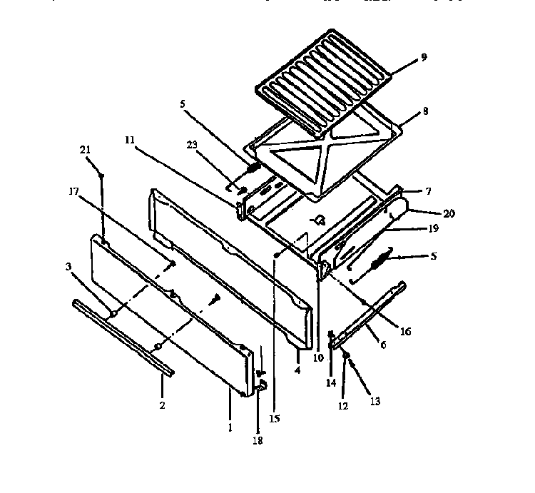 Broiler Components Diagram and Parts List for RBP22AA P1142331NW,L Amana Range