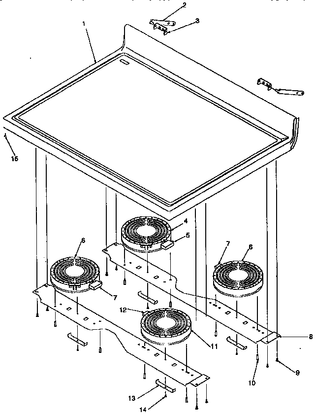 Main Top Diagram and Parts List for ART6110W P1143447NW Amana Range