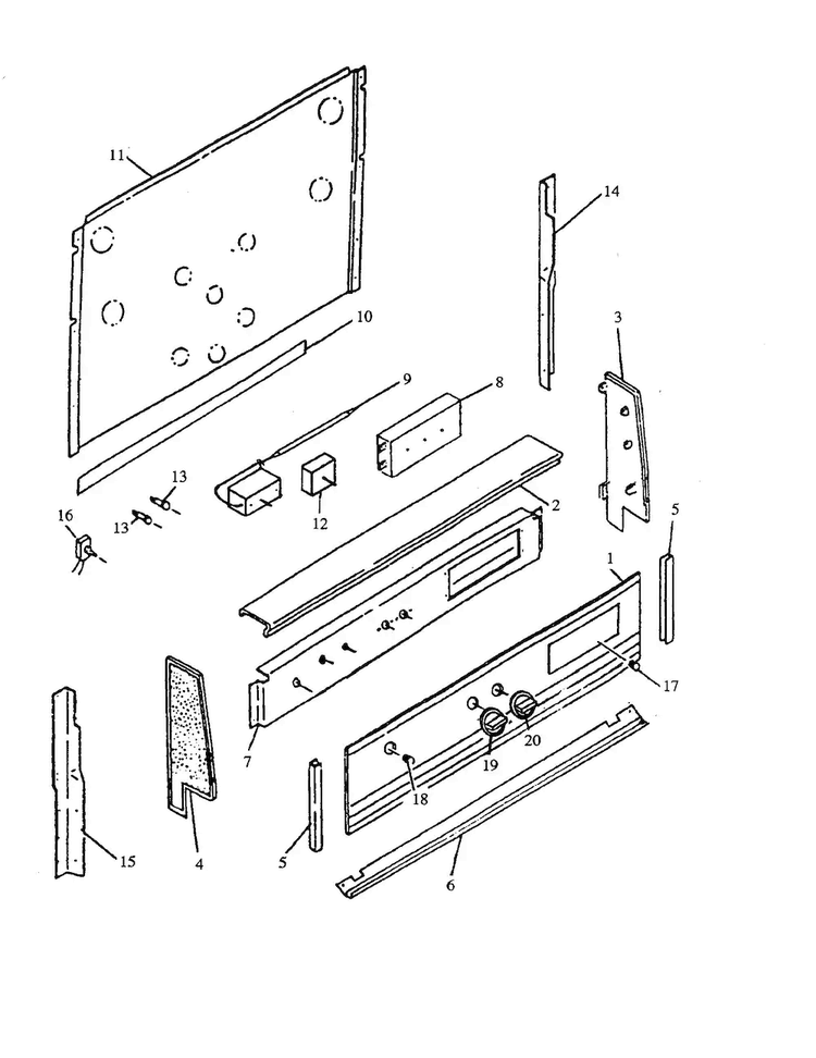 Backguard For Ags750 Diagram and Parts List for AGS780WW-P1168601NW  Amana Range