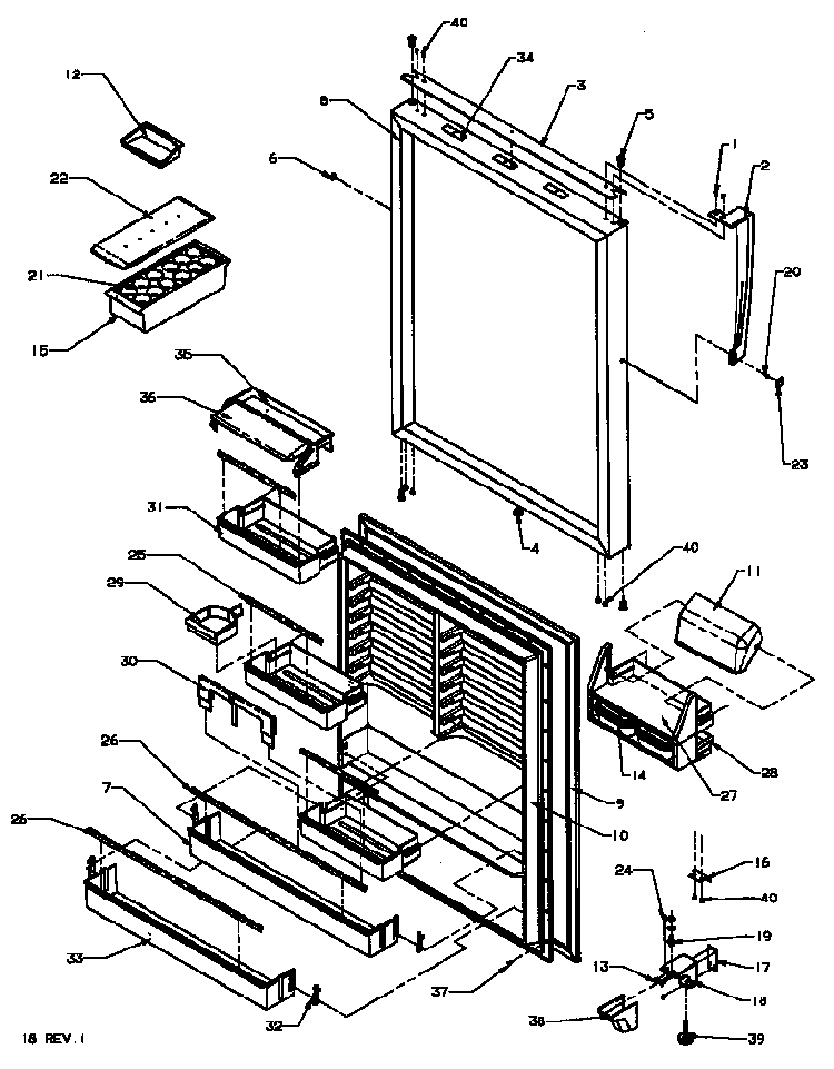 Refrigerator Door Diagram and Parts List for TS18R2G-P1181803WG  Amana Refrigerator