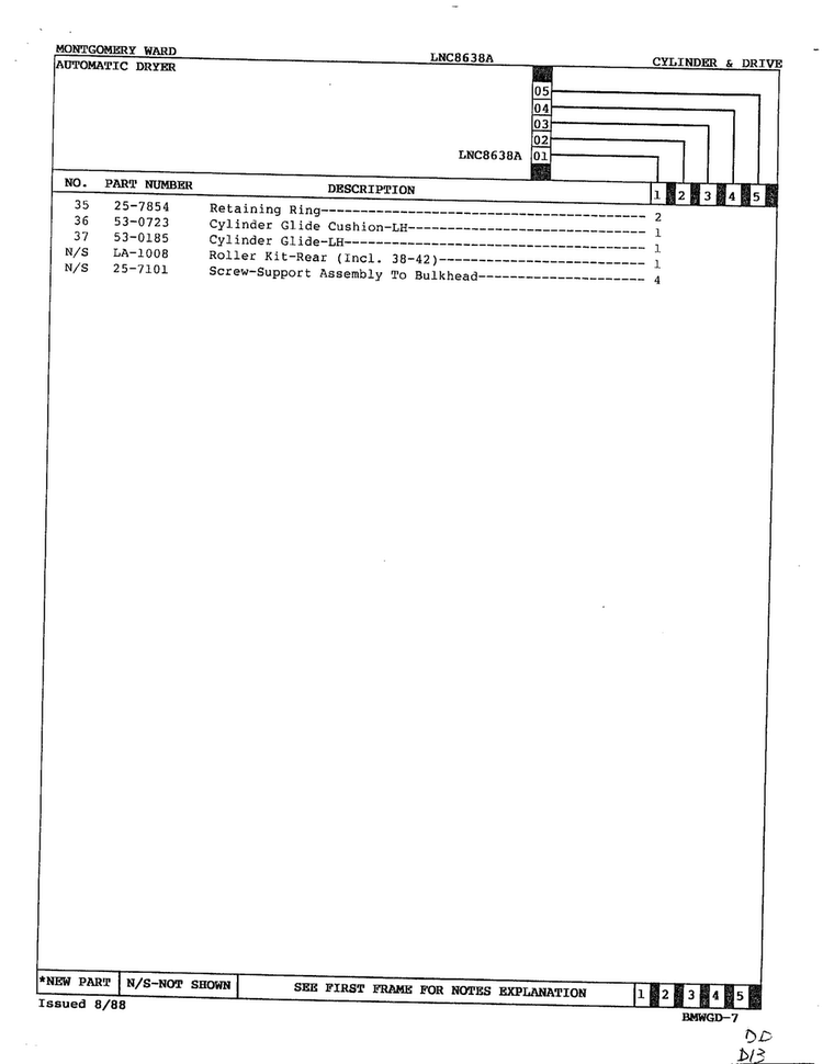 Automatic Dryer Page 8 Diagram and Parts List for 8638A REV A Norge Dryer