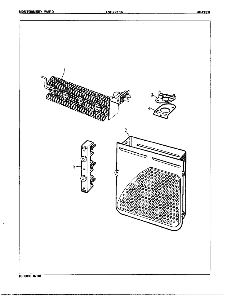 Heater Diagram and Parts List for 7216A REV D Norge Dryer