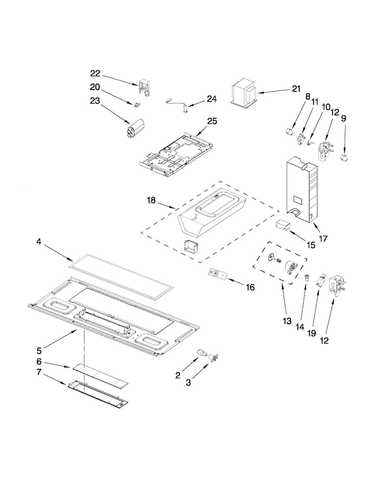 Interior And Ventilation Parts Diagram and Parts List for MMV1153WS0  Maytag Microwave