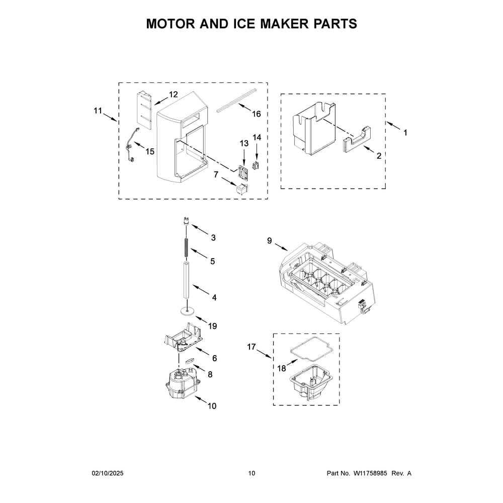 Motor And Ice Maker Parts Diagram and Parts List for MRSF6636RZ00  Maytag Refrigerator