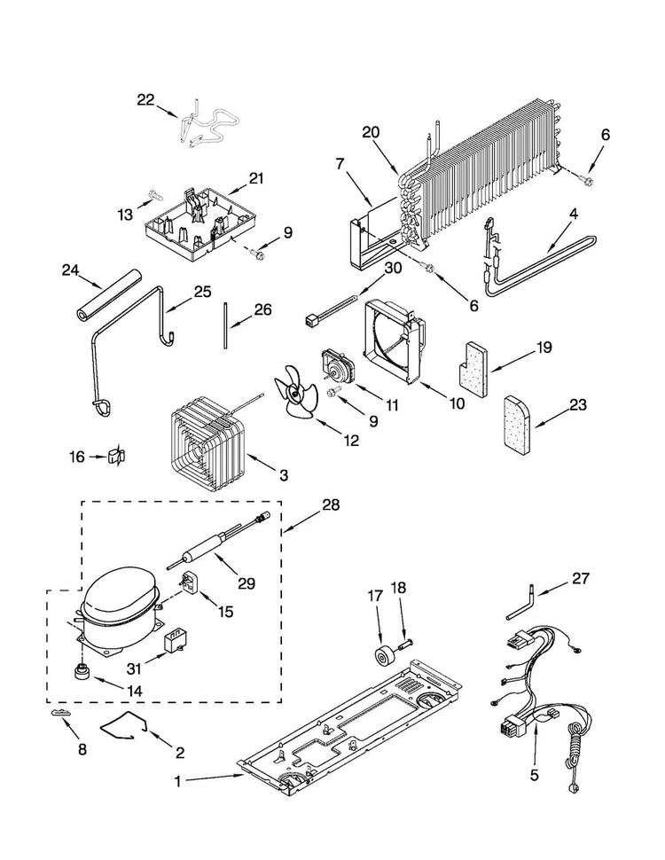 Unit Parts Diagram and Parts List for A8RXNGFXD01  Amana Refrigerator