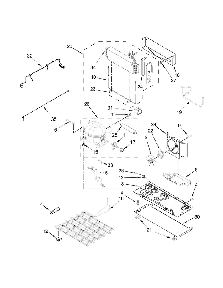Unit Parts Diagram and Parts List for MFT2574DEM01  Maytag Refrigerator