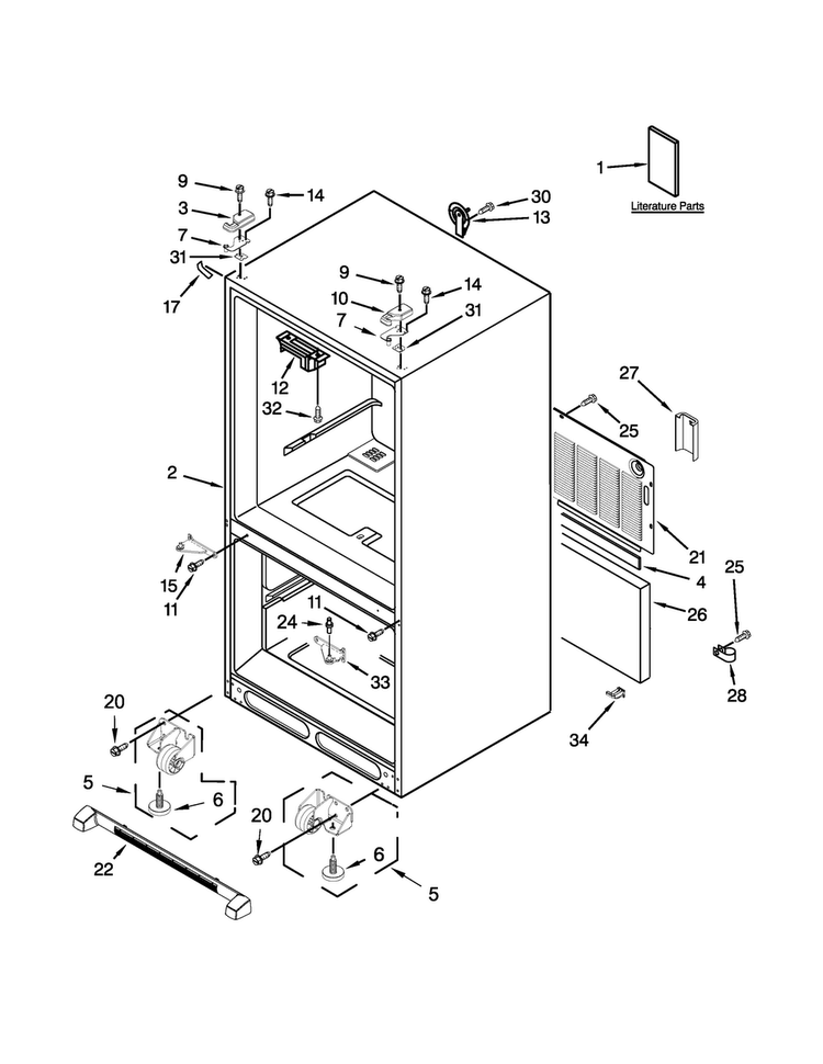 Cabinet Parts Diagram and Parts List for MFF2258VEW6  Maytag Refrigerator