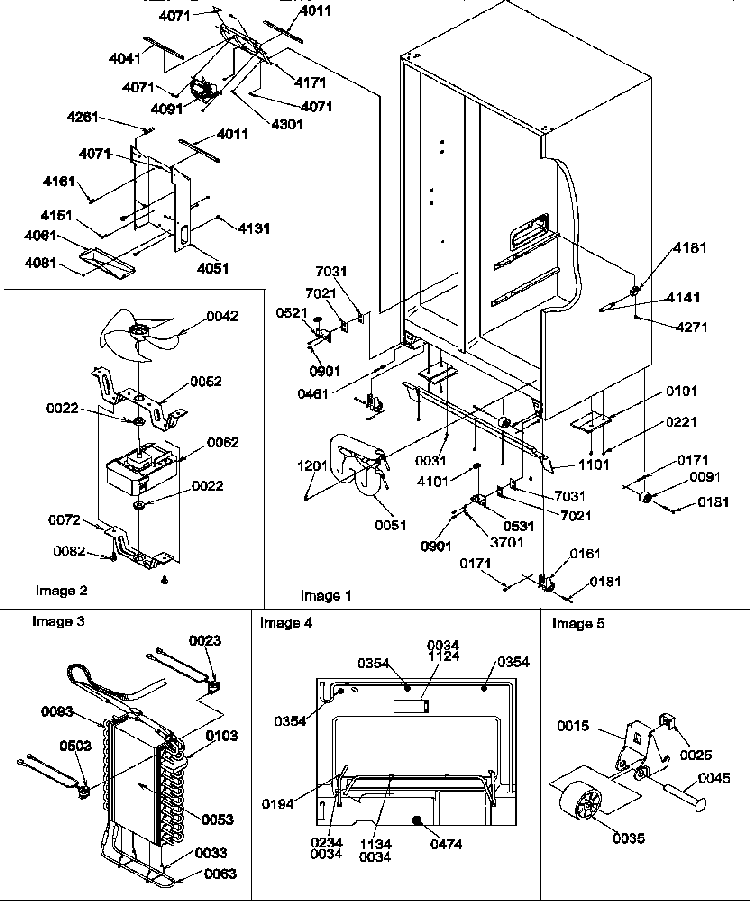 Drain Systems, Rollers, And Evaporator Assy Diagram and Parts List for SRD325S5E-P1307201WE  Amana Refrigerator