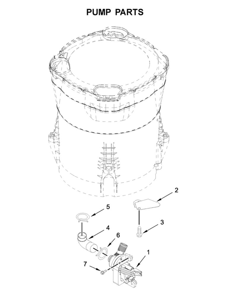 Pump Parts Diagram and Parts List for MVWB766FW2  Maytag Washer