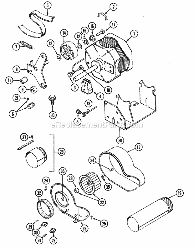 MOTOR - DRYER & BLOWER Diagram and Parts List for LSE7806ACE  Maytag Washer Dryer Combo
