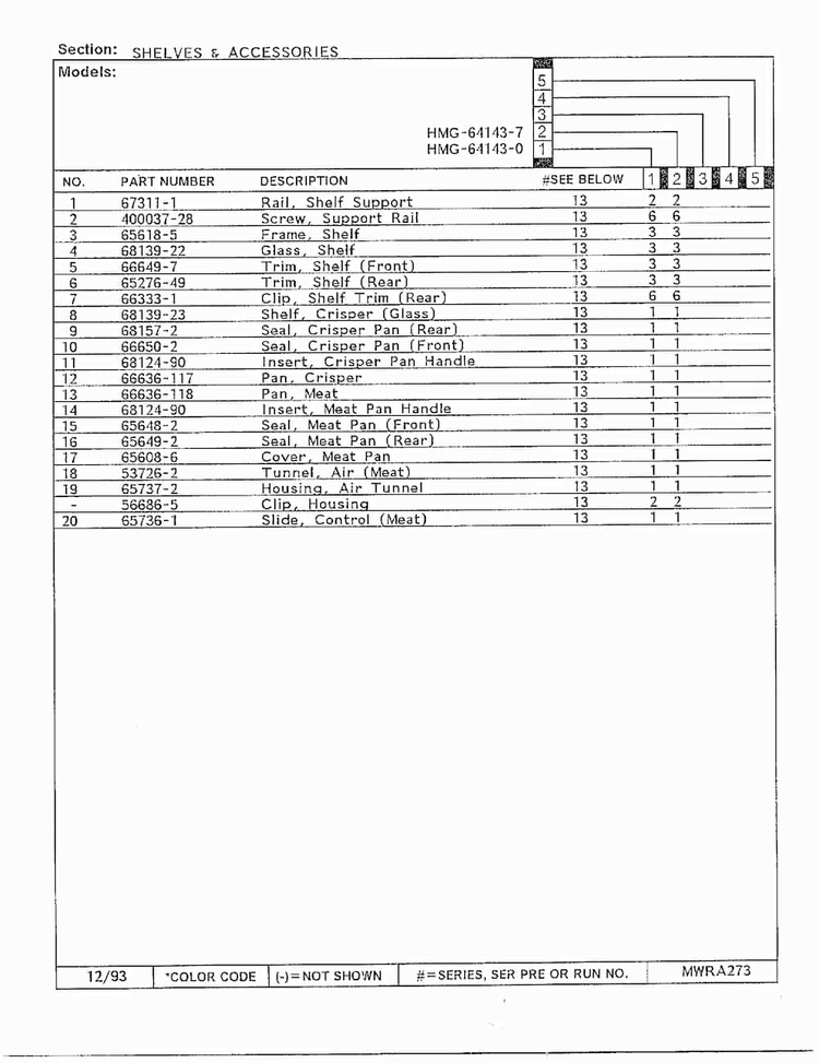 Shelves And Accessories Page 2 Diagram and Parts List for 64143-0  Admiral Refrigerator