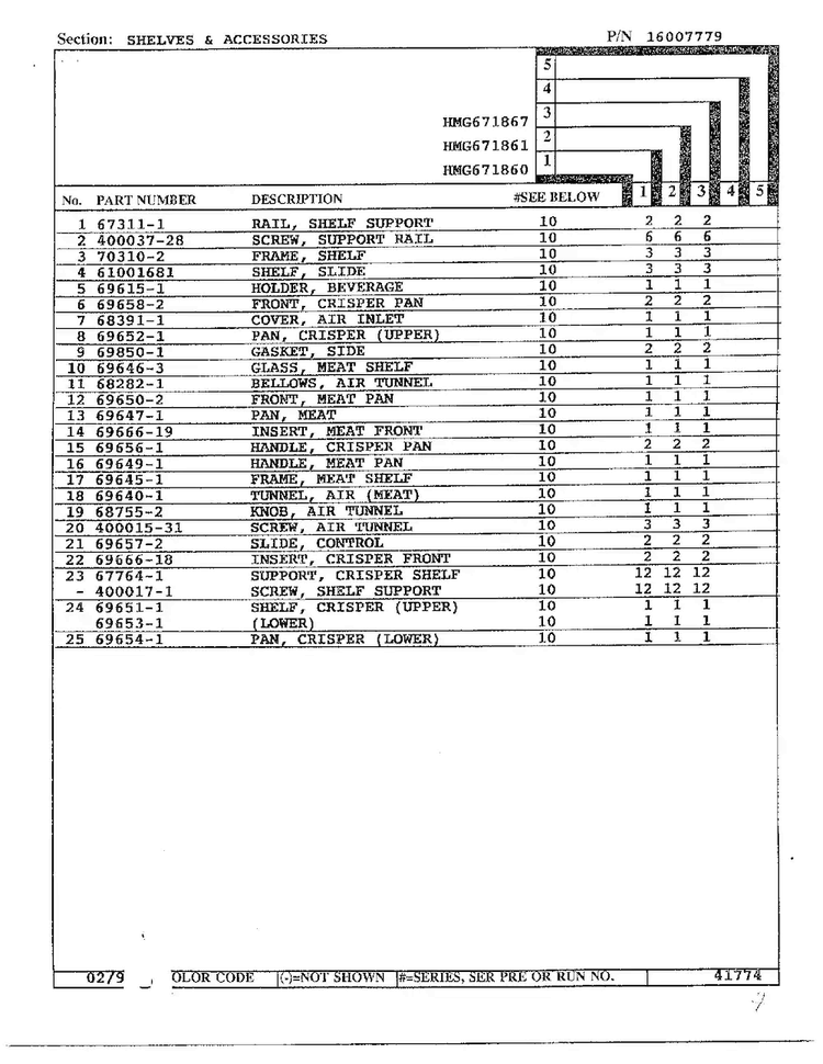 Shelves And Accessories Page 2 Diagram and Parts List for HMG671860  Admiral Refrigerator