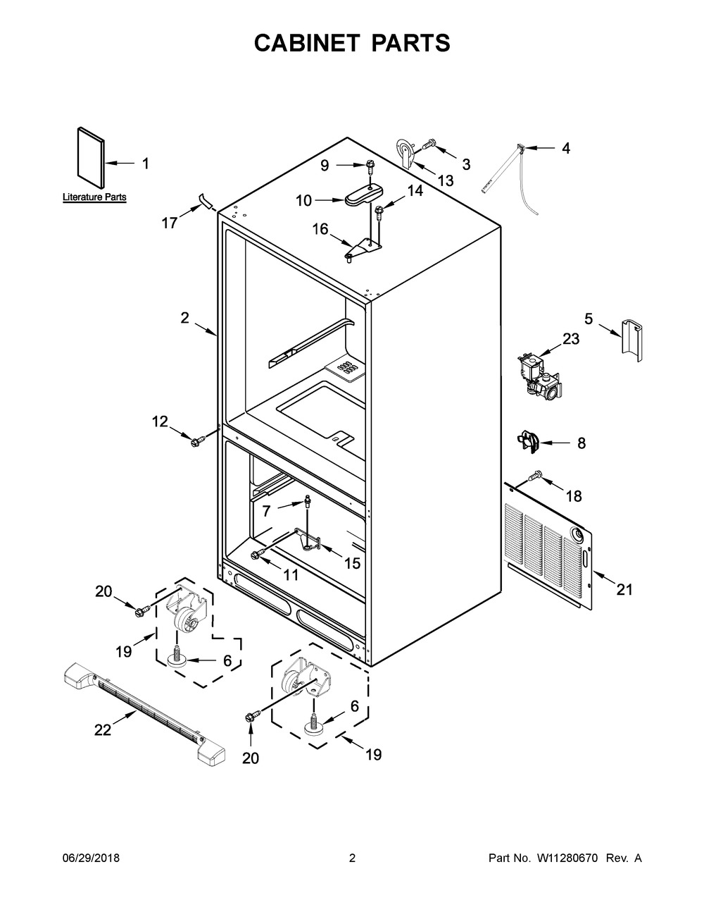 Cabinet Parts Diagram and Parts List for MBF2258FEZ02  Maytag Refrigerator