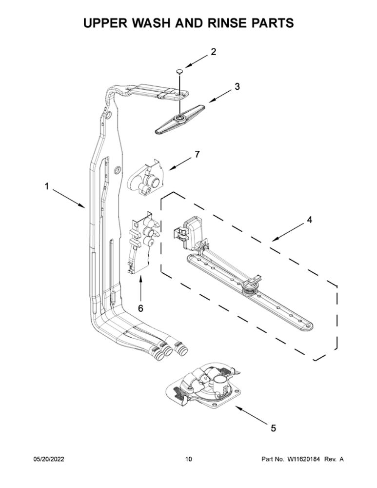Upper Wash And Rinse Parts Diagram and Parts List for MDB9959SKZ1  Maytag Dishwasher