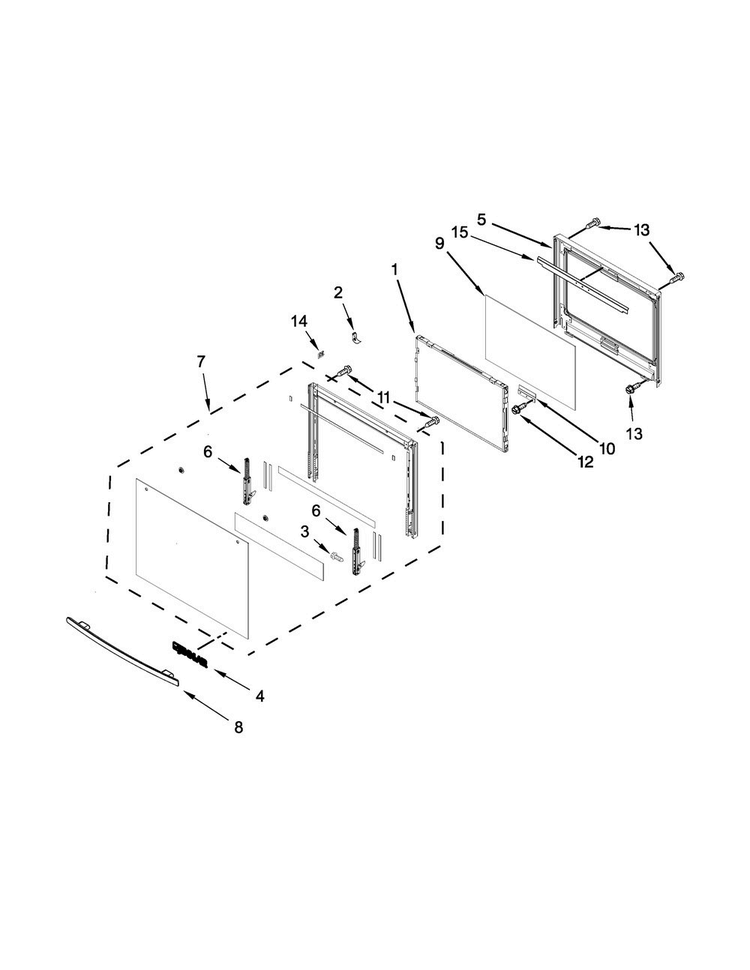 Lower Oven Door Parts Diagram and Parts List for JJW2827DB01  Jenn-Air Wall Oven